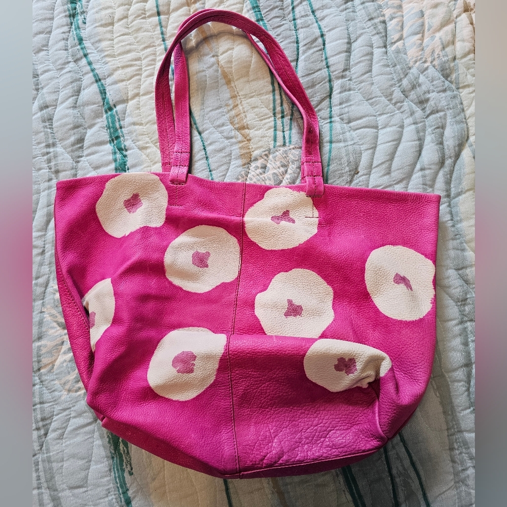 New Anthropologie Leather Tie Dye Tote Bag